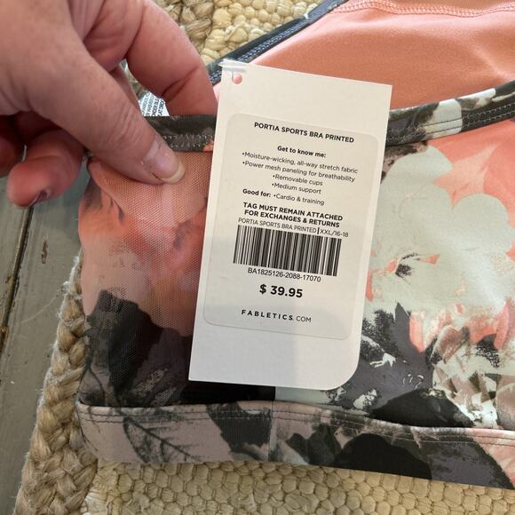 NWT Fabletics Gray Pink Rose Floral Portia Sport Bra Salar Legging Set XXL - Picture 4 of 10